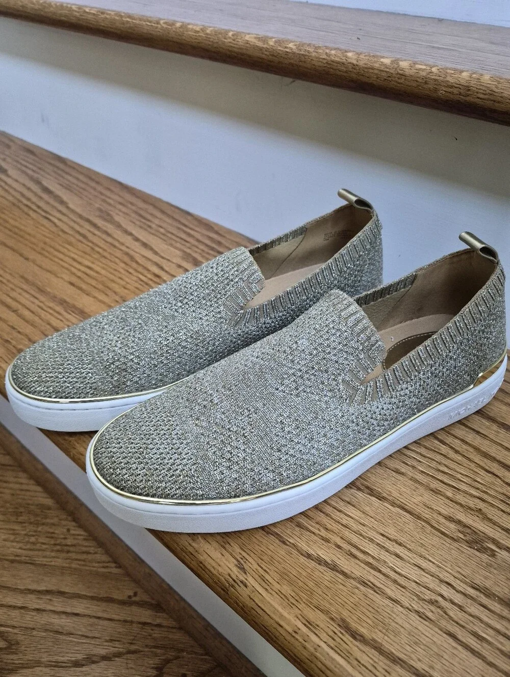 LADIES MICHAEL KORS Slip-On Knit Sneakers in Gold Size 10 M